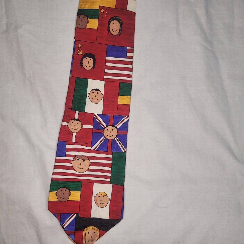 Children Of The World Flag Faces Collector Necktie